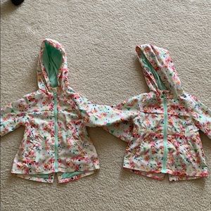 Twin Girls floral rain jackets cotton lined